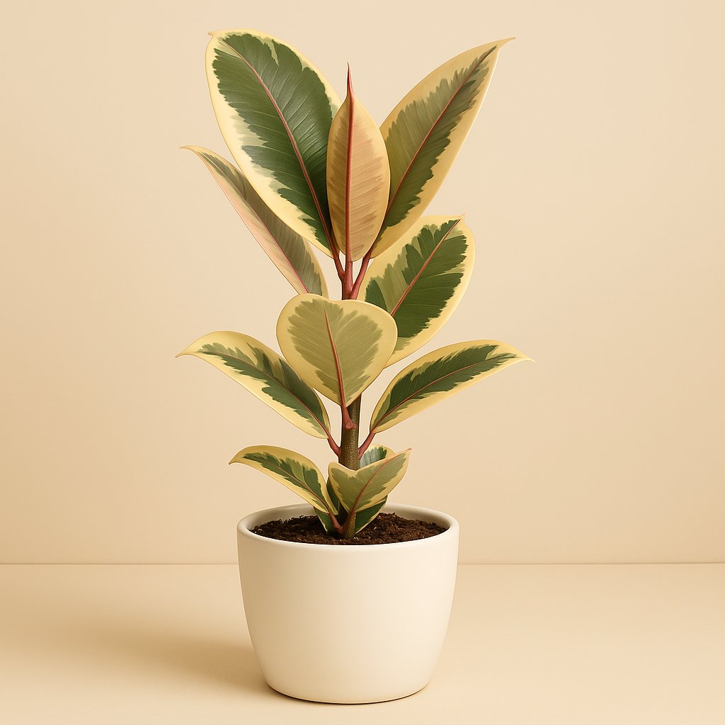 Ficus Elastica Tineke - 45cm in einem modernen Studio mit modernem Topf