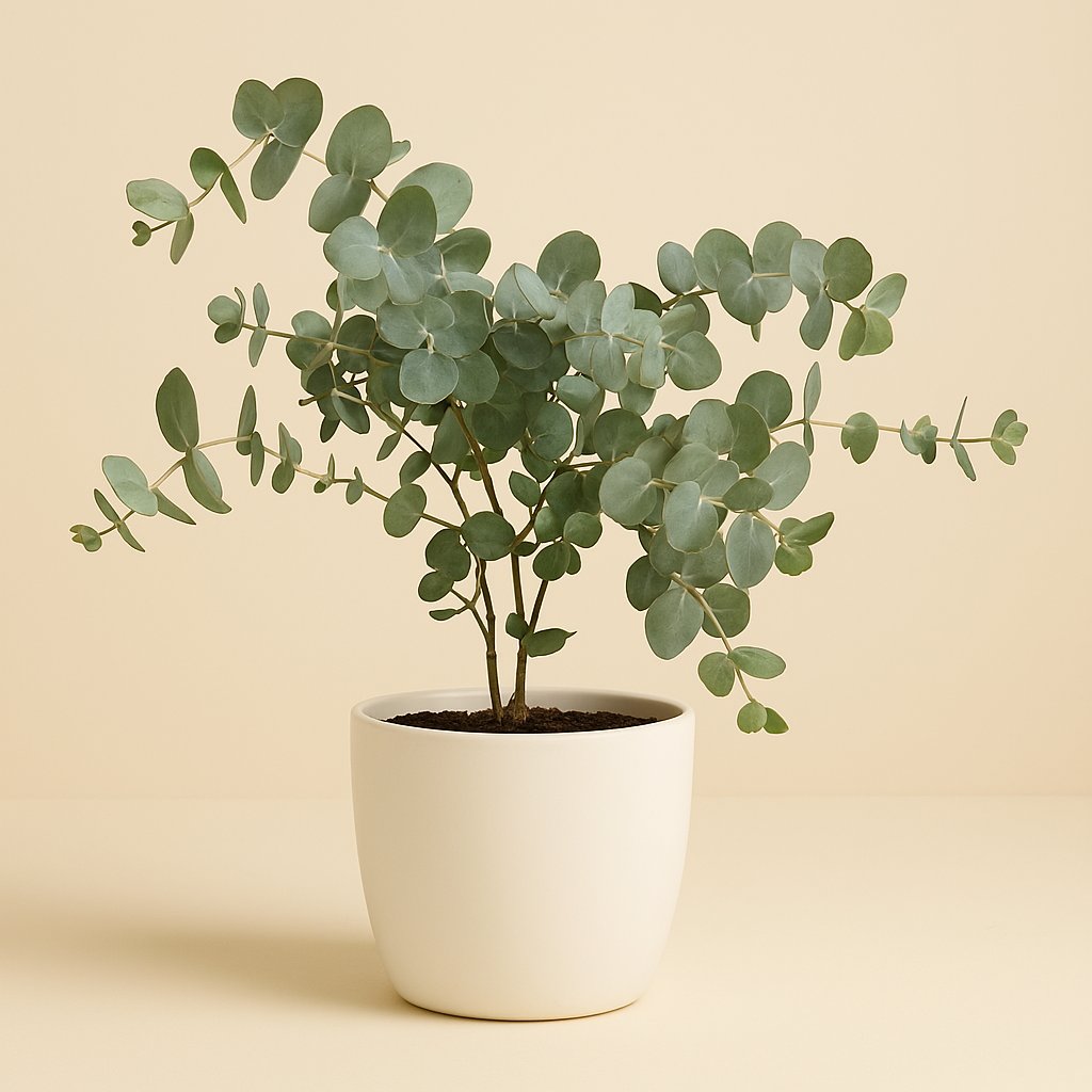 Eucalyptus Gunni - 35cm in einem modernen Studio mit modernem Topf