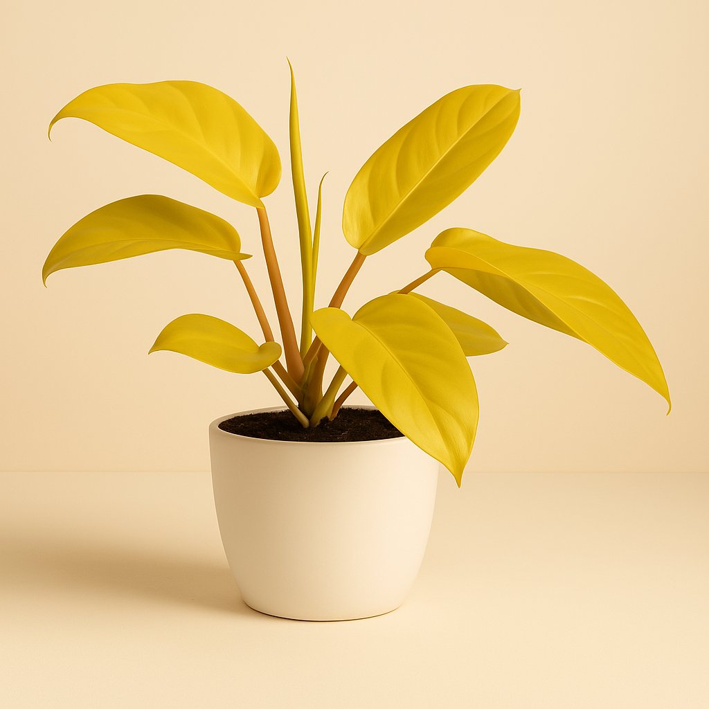 Philodendron Lemon Lime - 25cm in einem modernen Studio mit modernem Topf