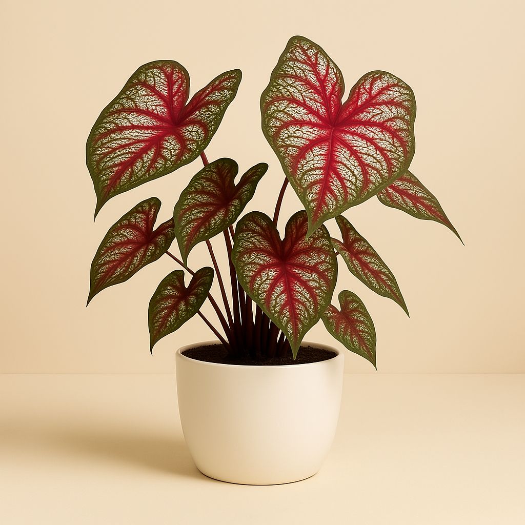 Caladium Bicolor - 25cm in einem modernen Studio mit modernem Topf