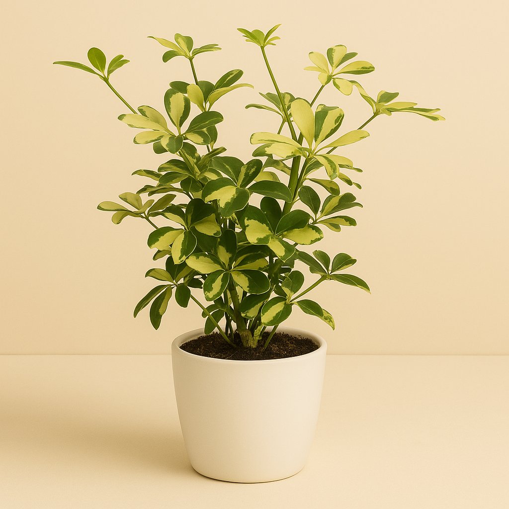 Schefflera Charlotte - 35cm in einem modernen Studio mit modernem Topf