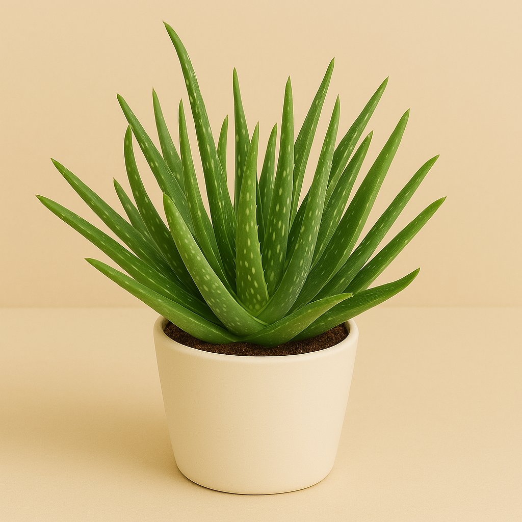 Aloe Vera - 25cm in einem modernen Studio mit modernem Topf