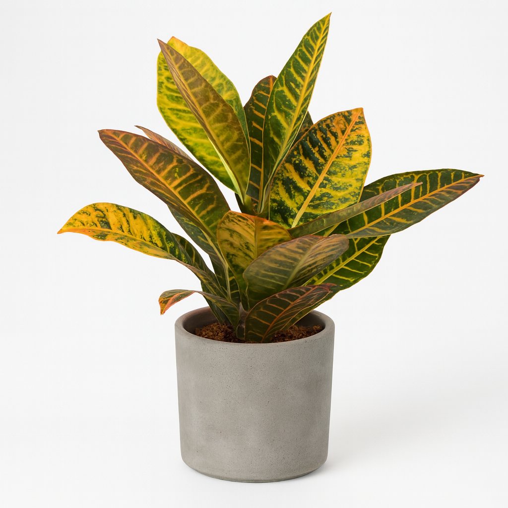 Codiaeum Petra - 45cm in einem modernen Studio mit modernem Topf