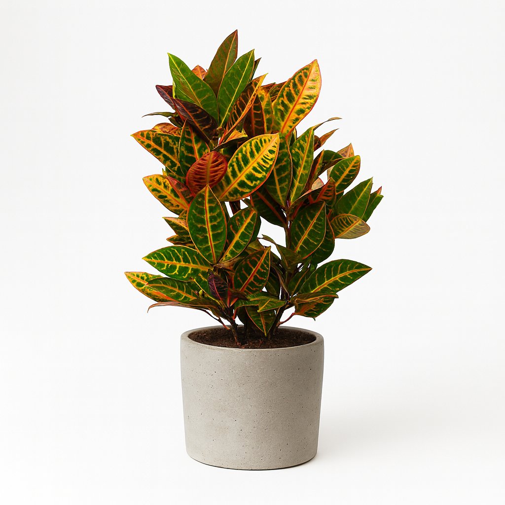 Croton Petra - 55cm in einem modernen Studio mit modernem Topf