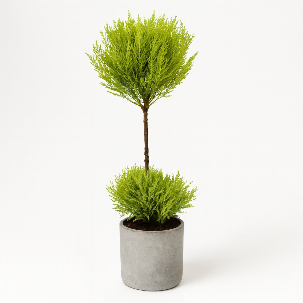 Cupressus Goldcrest Wilma - 60cm in einem modernen Studio mit modernem Topf