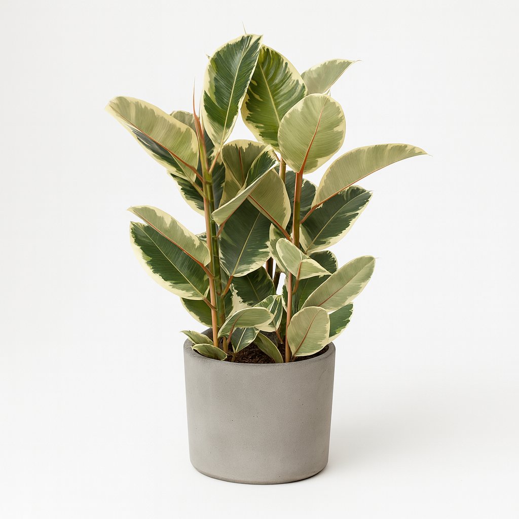 Ficus Elastica Tineke - 100cm in einem modernen Studio mit modernem Topf
