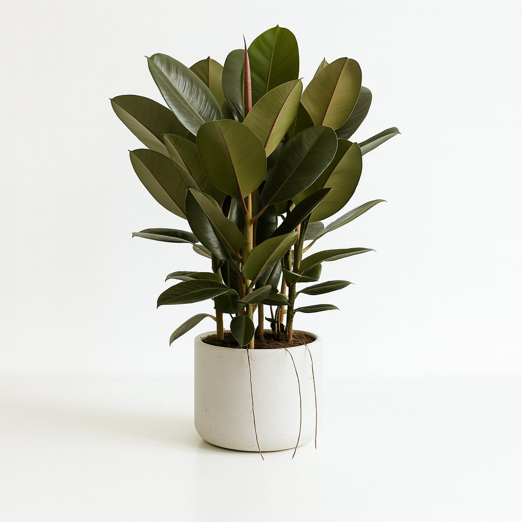 Ficus Robusta - 90cm in einem modernen Studio mit modernem Topf