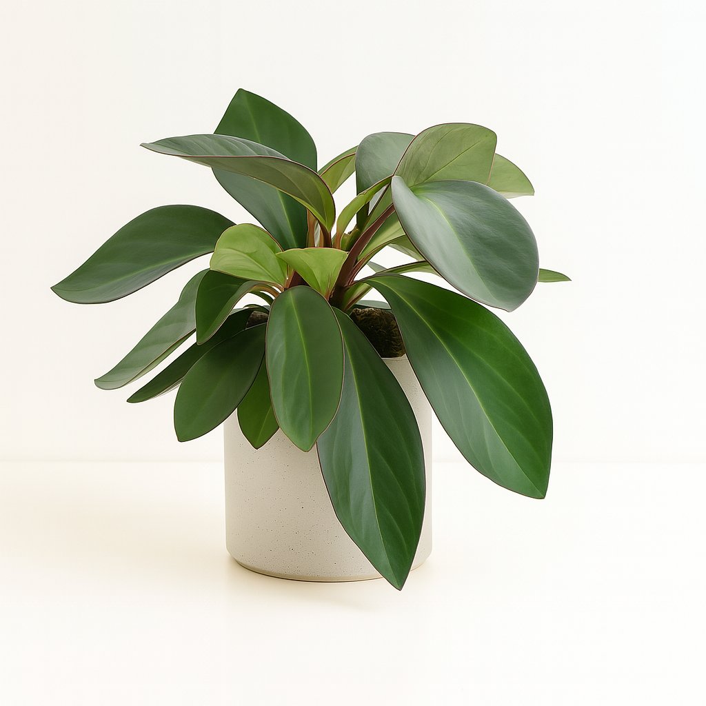 Peperomia Red Margin Feel Green - 30cm in einem modernen Studio mit modernem Topf