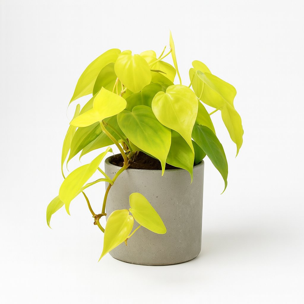 Philodendron Lime - 20cm in einem modernen Studio mit modernem Topf