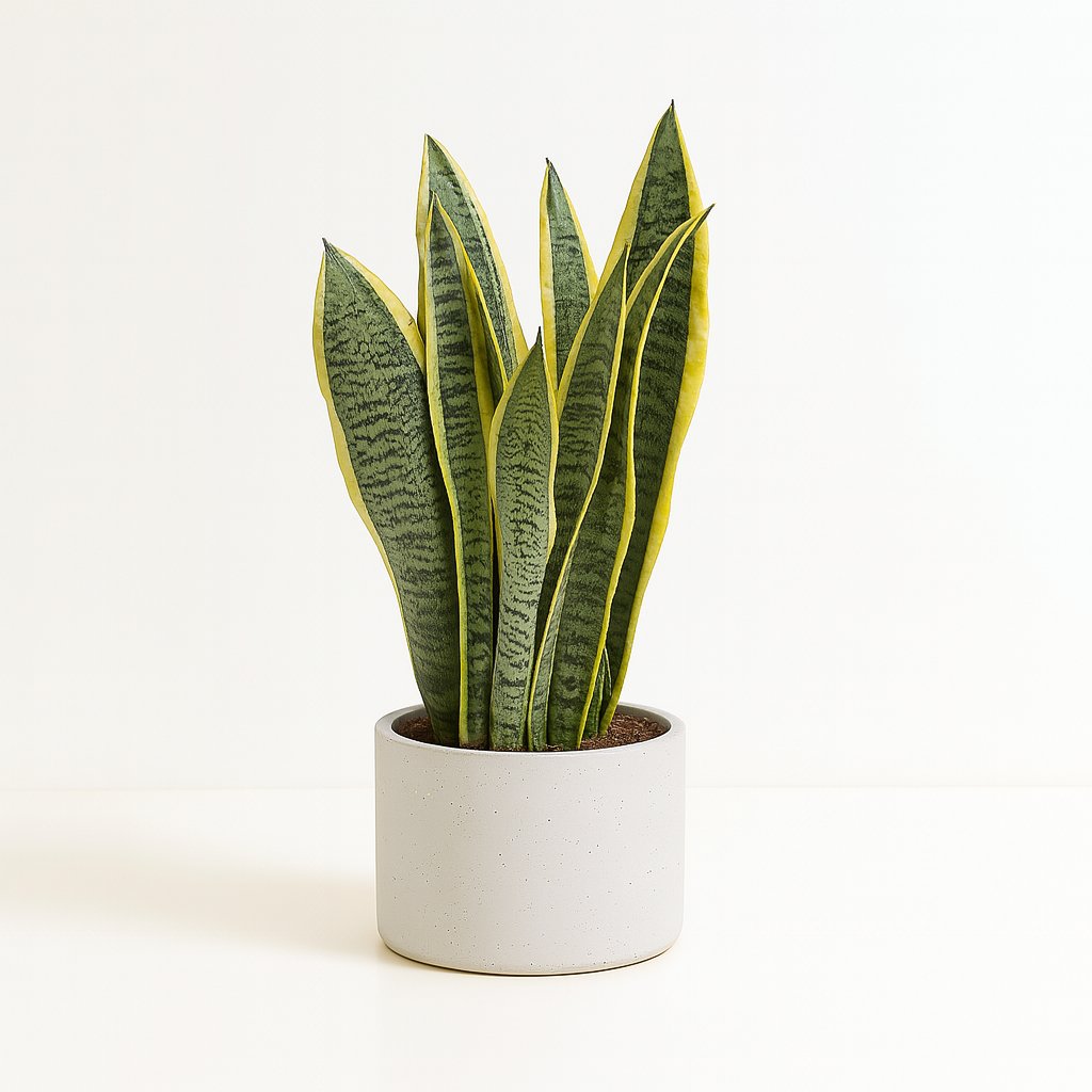 Sansevieria Trifasciata Laurentii - 40cm in einem modernen Studio mit modernem Topf