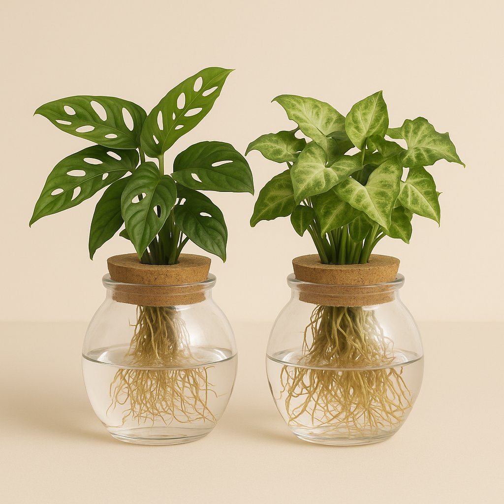 Bowlglas-Duo Monstera Adansonii/Syngonium Green - 12-30cm