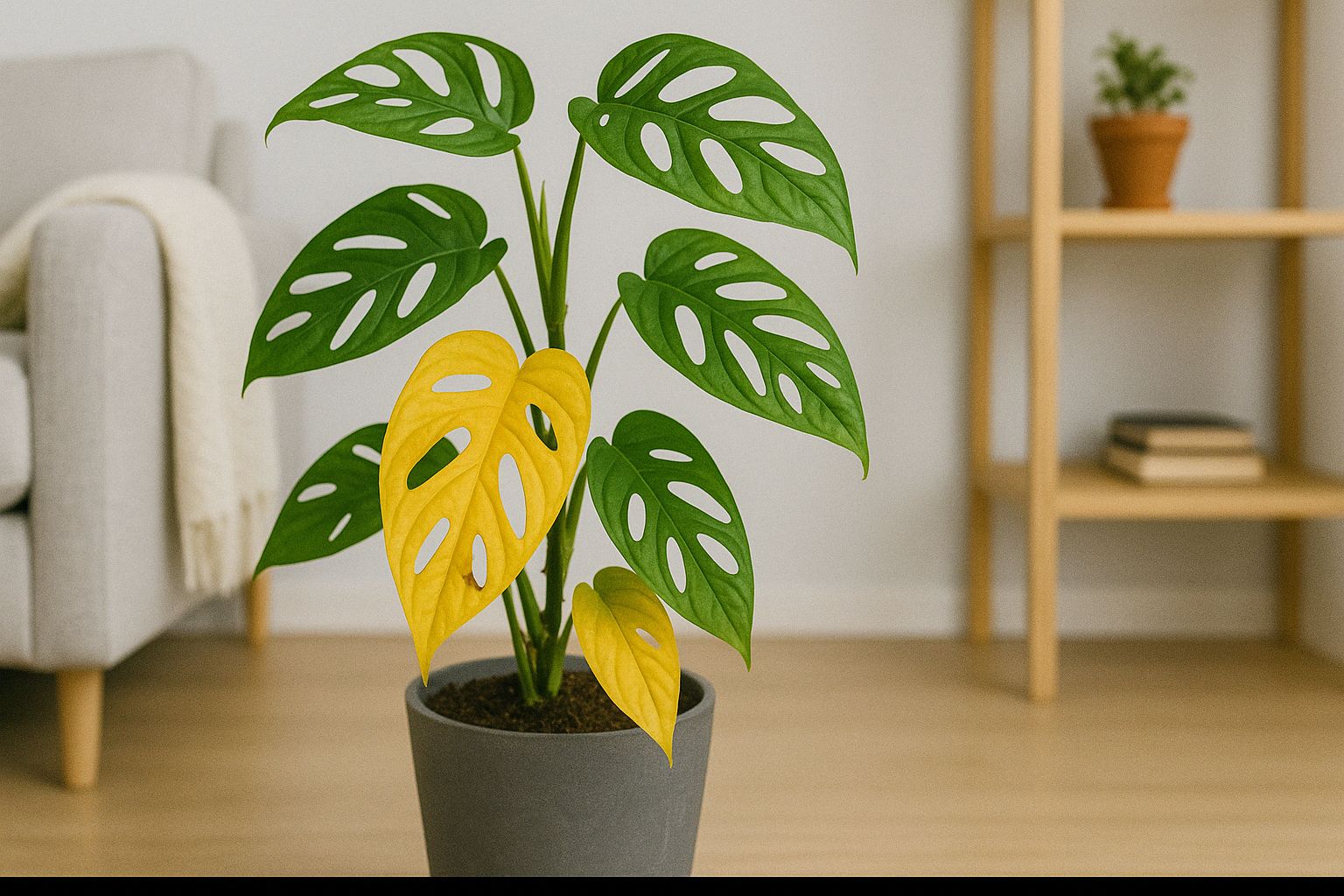 Monstera Adansonii bekommt gelbe Blätter: Was steckt dahinter?