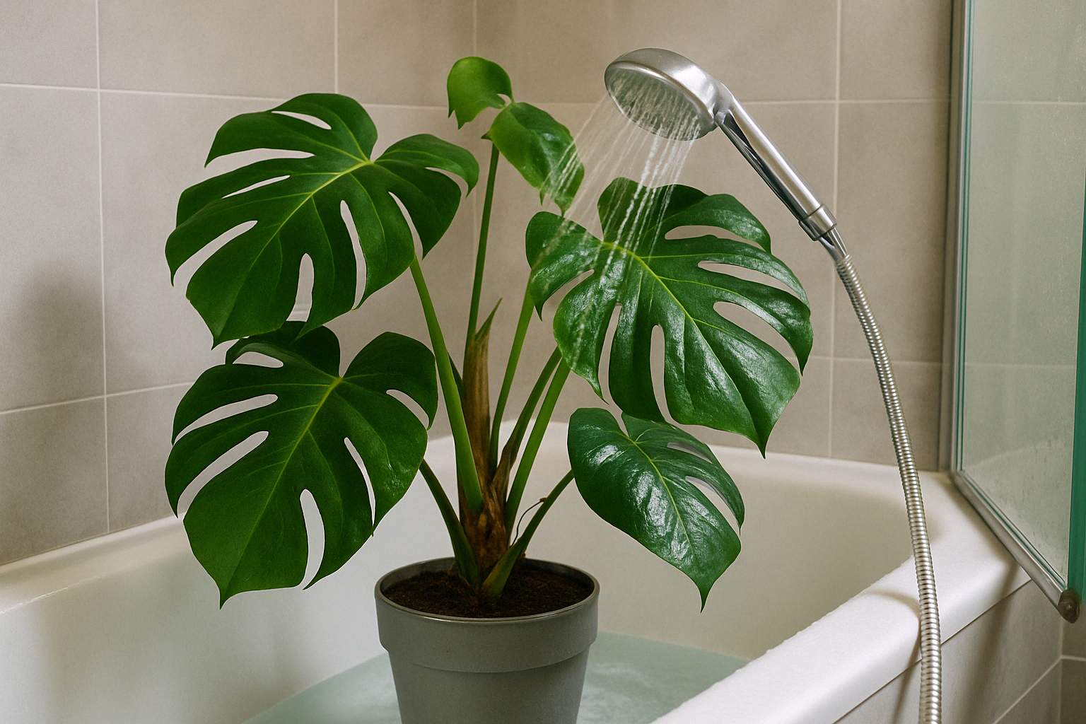Monstera duschen: Dein Fensterblatt sauber und glücklich halten