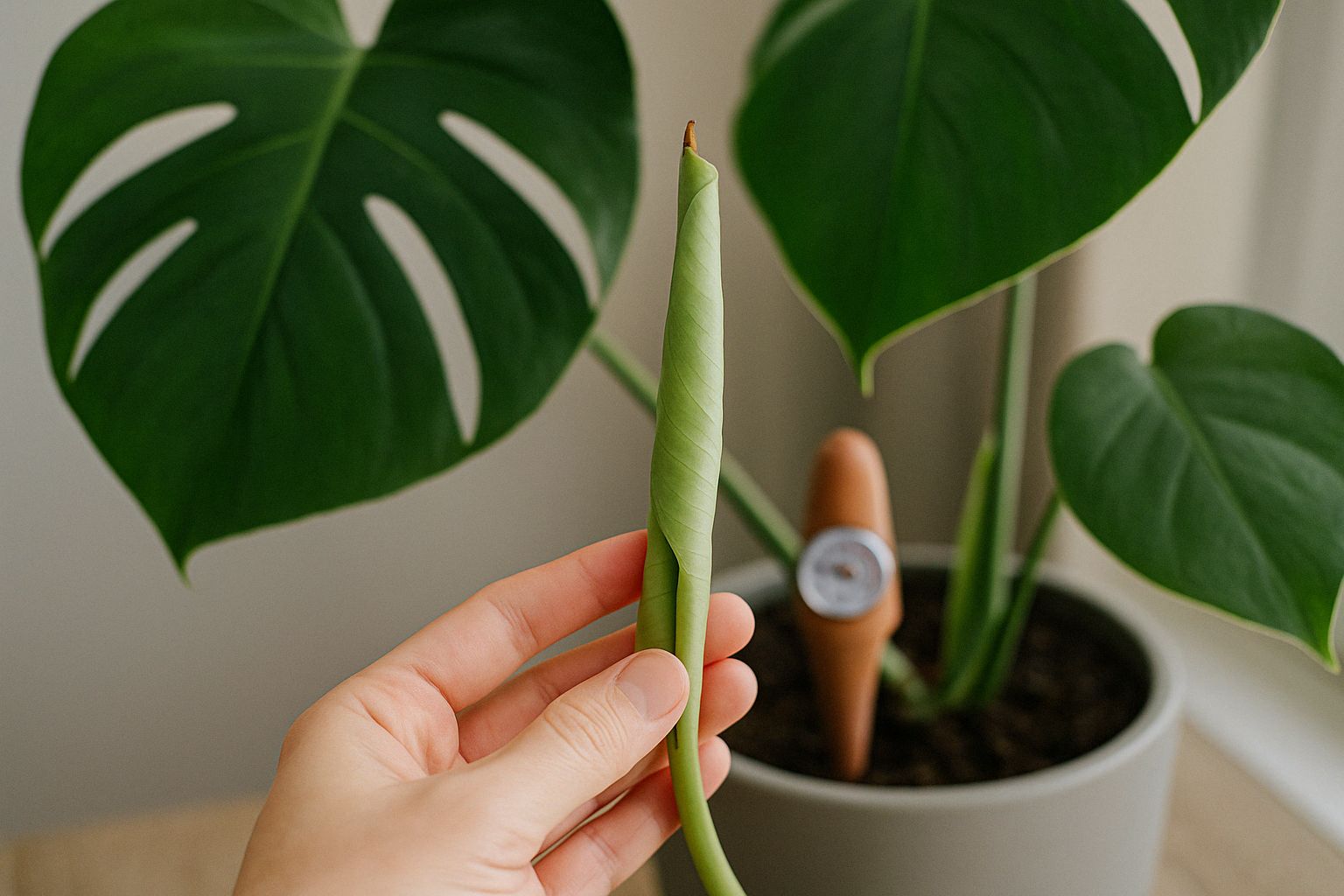 Warum rollt sich das neue Blatt deiner Monstera nicht auf?