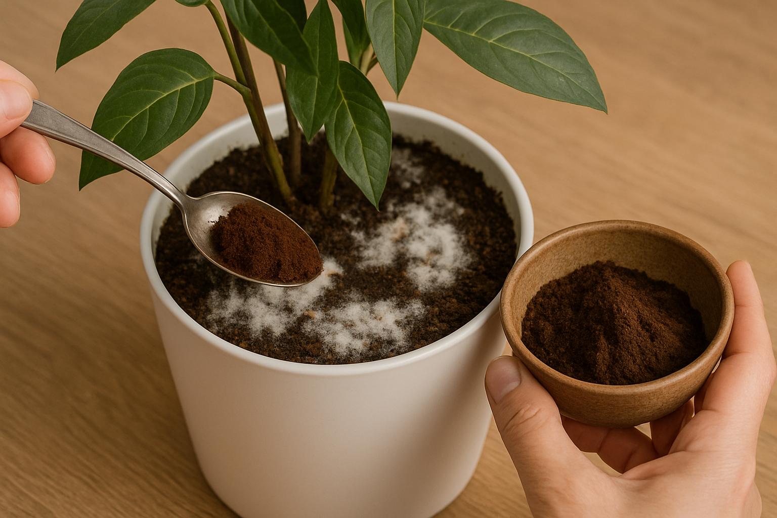 Kaffeesatz als Helfer gegen Schimmel auf Blumenerde