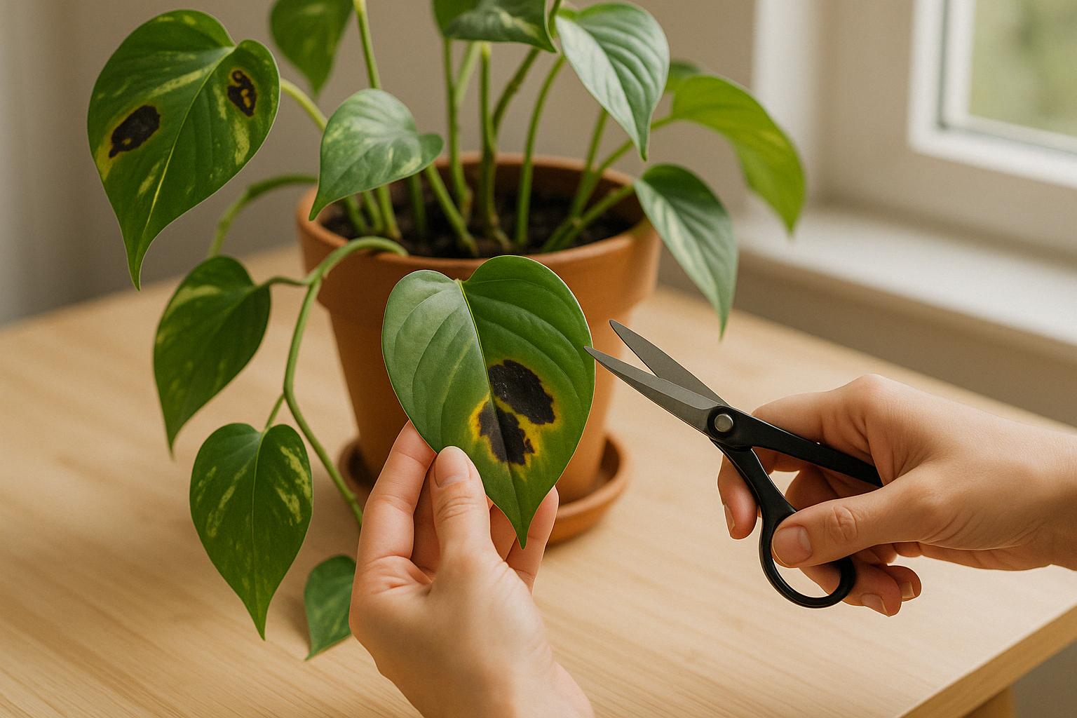 Schwarze Flecken an deiner Efeutute: Was tun?