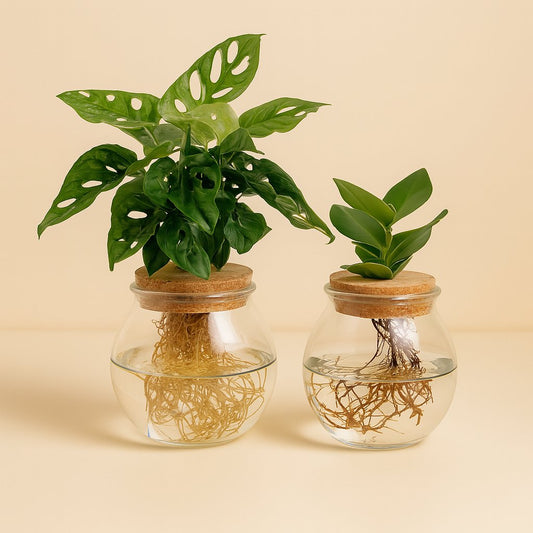 Bowlglas-Duo Monstera Adansonii/Clusia - 30 cm