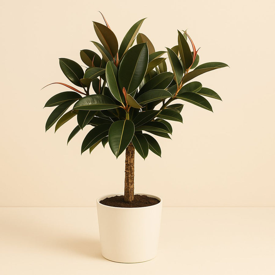 Ficus Elastica Melany - 90cm in einem modernen Studio mit modernem Topf