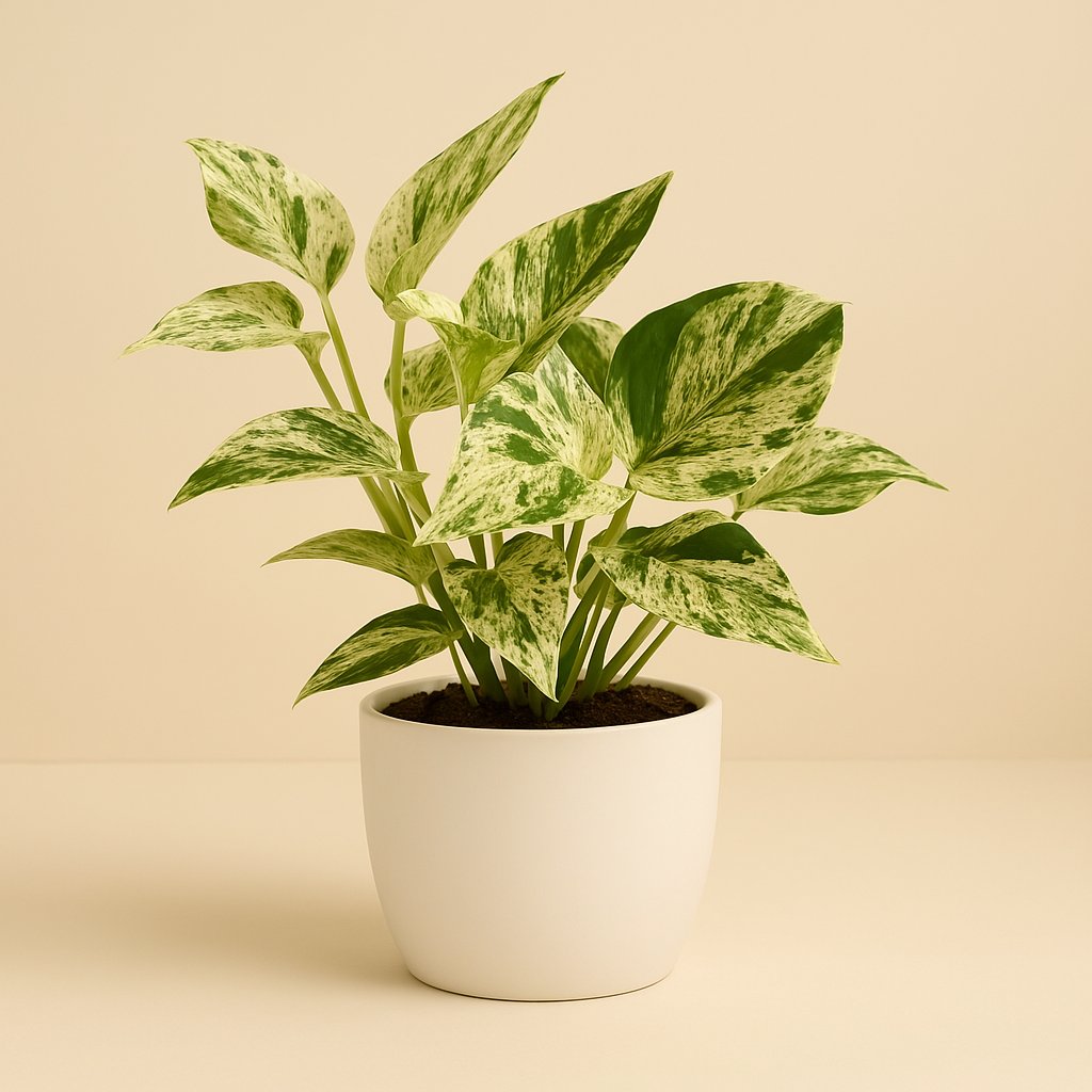 Epipremnum Marble Queen - 25cm in einem modernen Studio mit modernem Topf