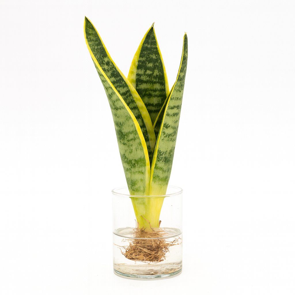 Sanseviera im Zylinderglas - 30cm in einem modernen Studio mit modernem Topf